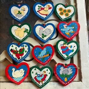 Vintage 12 days of Christmas Ornaments.